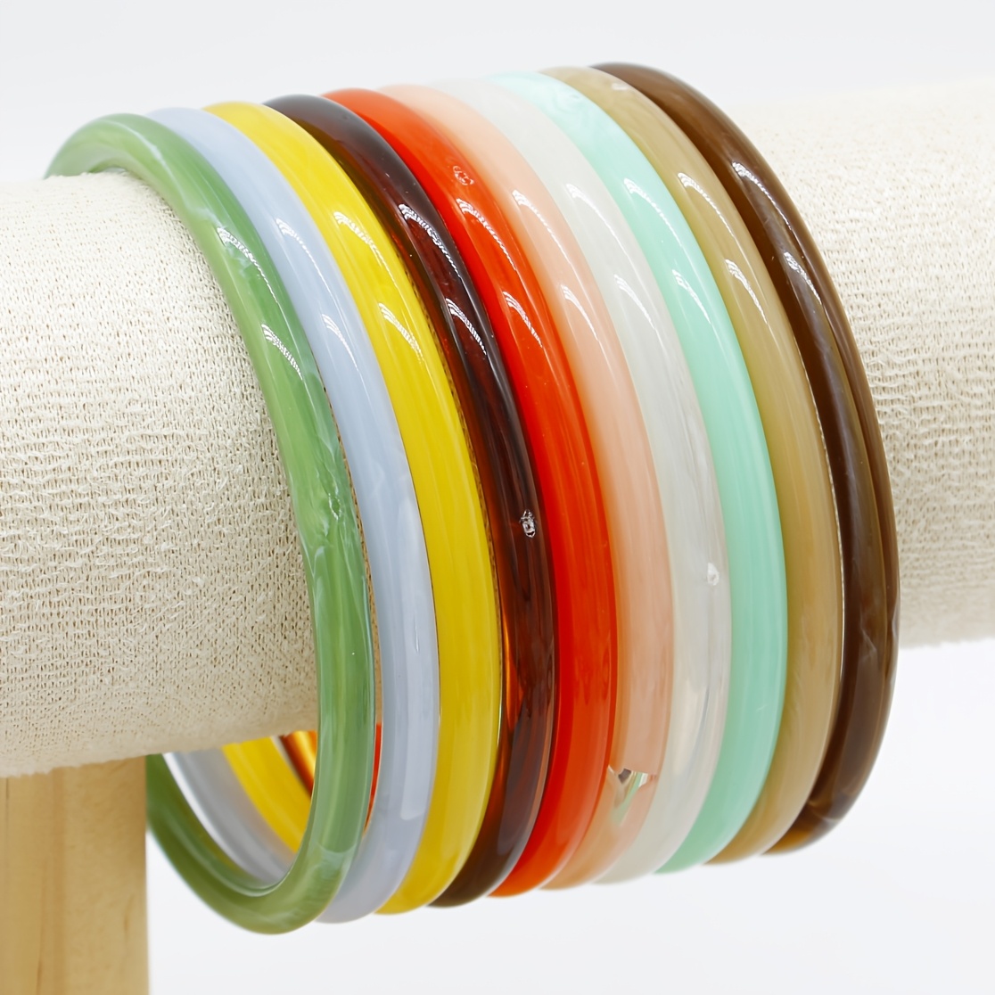 4pc Colored Cloud Mist Pattern Imitation Thin Bangle Set